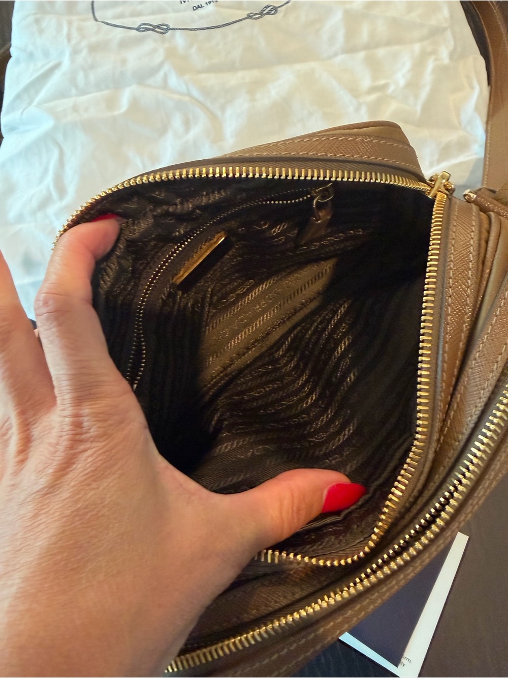Prada cognac re-Nylon camera crossbody Bag with Leather Trim; worn 10 times max - Picture 9 of 16